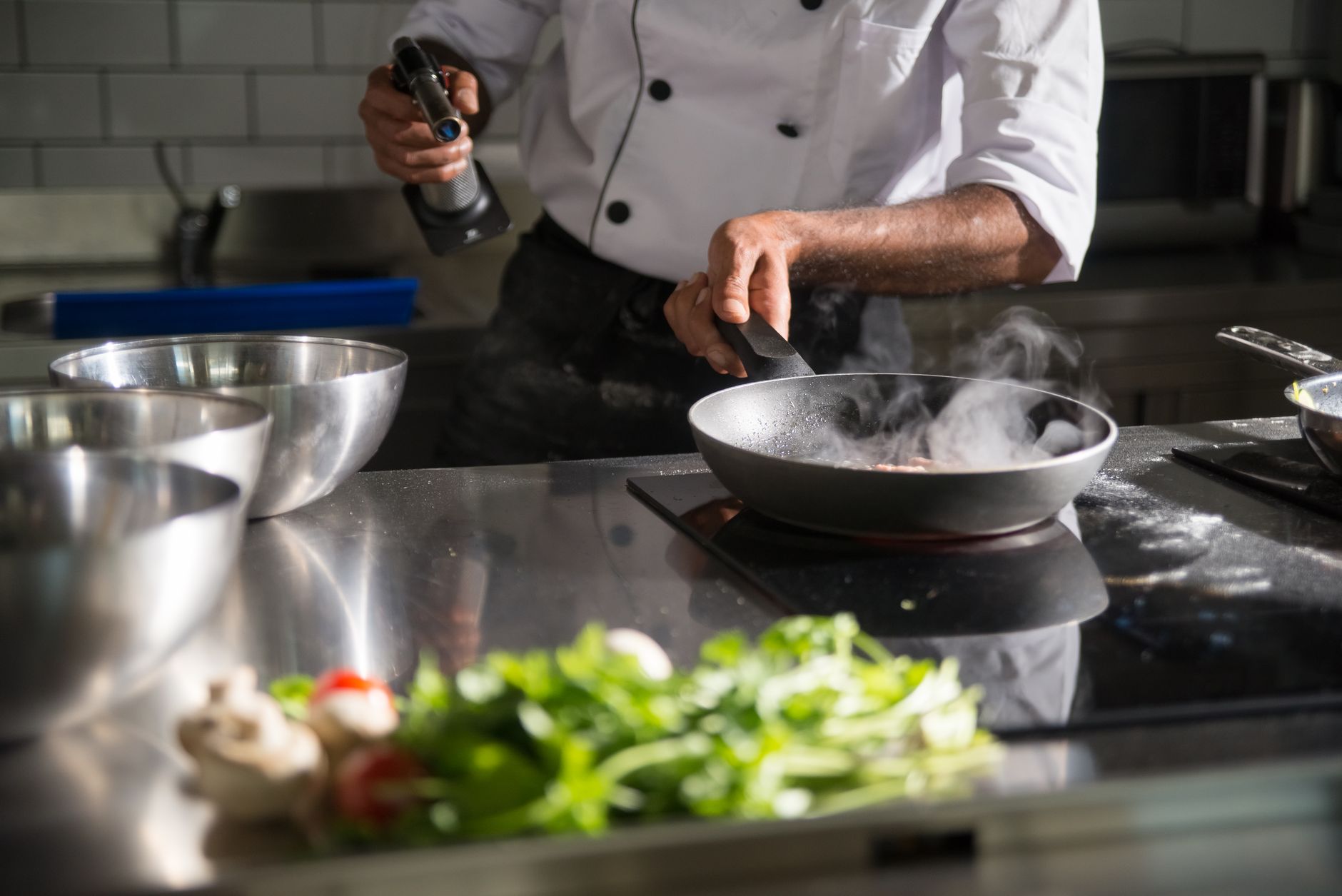 Chef cooking at the counter