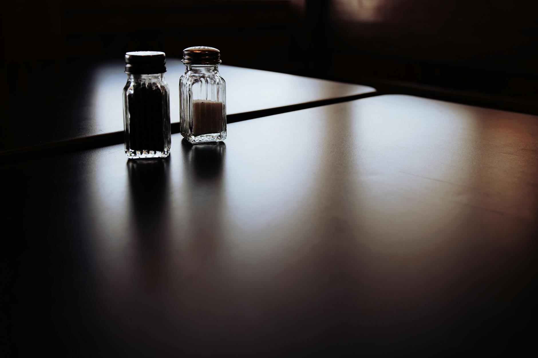 Dim restaurant interior with brick walls